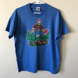 Mens Vintage Halls Single Stitch Lumberjack T-Shirt - Size L